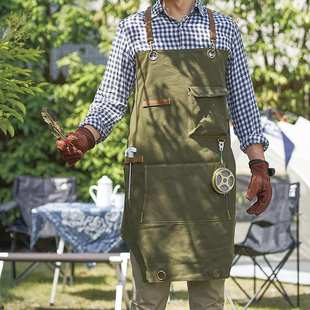 欧美围裙野炊野营露营可折叠印字餐厅饭店奶茶花店防水工作服