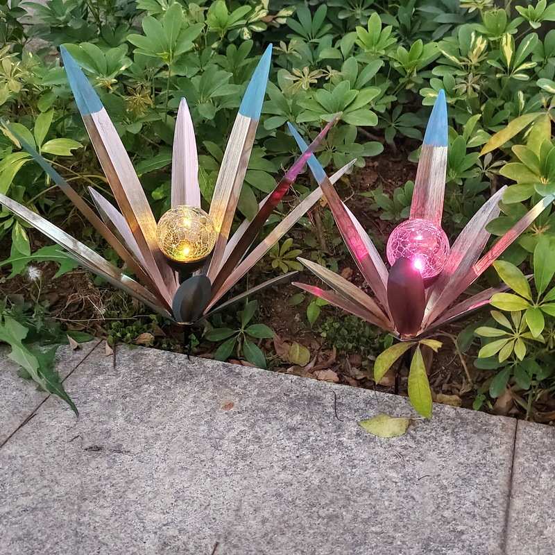 热销金属工艺品龙舌兰植物彩绘落地插件花园别墅景观装饰布置