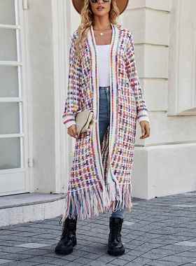 outerwears tasseled coat fit loose sleeves long women for