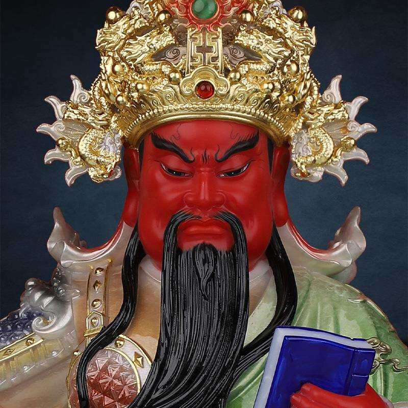 拿书关公神像供奉店铺武财神关公坐像家用看书关二爷摆件关帝圣君