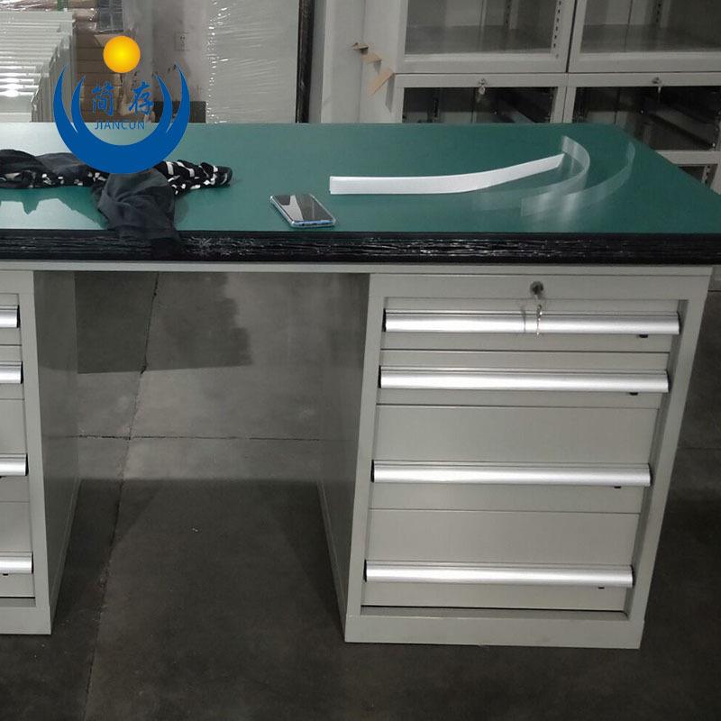 重型防静电工作台 双落地柜带抽屉钳工桌 双轨工具柜复合桌面桌