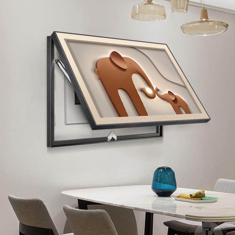 现代简约电表箱装饰画大象画餐厅配电箱遮挡推拉电闸总开关盒挂画