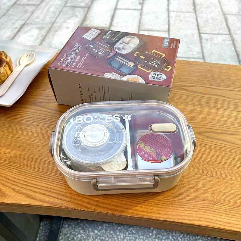 约304学不锈钢保温饭盒食品午级小生两格简带汤碗上班族726餐便