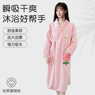 浴巾珊瑚绒带帽斗篷新生婴儿家用亲子浴袍吸水速干可穿裹男女批发
