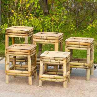 竹椅子竹凳子凳家用手工编织田园小方凳小板凳成人经济型大高椅子