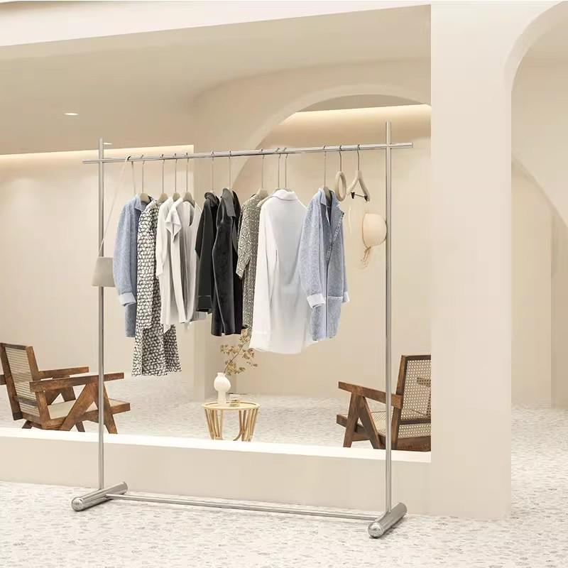 服装店展示架不锈钢落地式橱窗陈列架女装店货架上墙壁挂式挂衣架