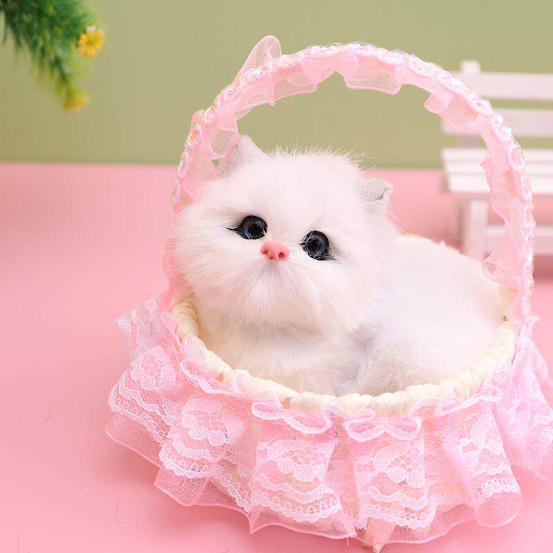 会叫的篮子小猫咪3-6岁儿童玩具仿真小兔子毛绒动物摆件生日礼物