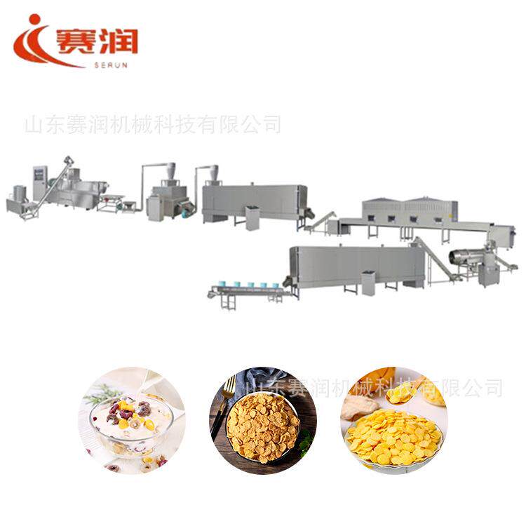 早餐冲泡玉米片生产线双螺杆谷物膨化机双螺杆早餐谷物加工设备