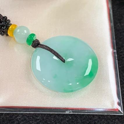 7232天然缅甸翡翠A货辣绿平安扣29.1-6.1