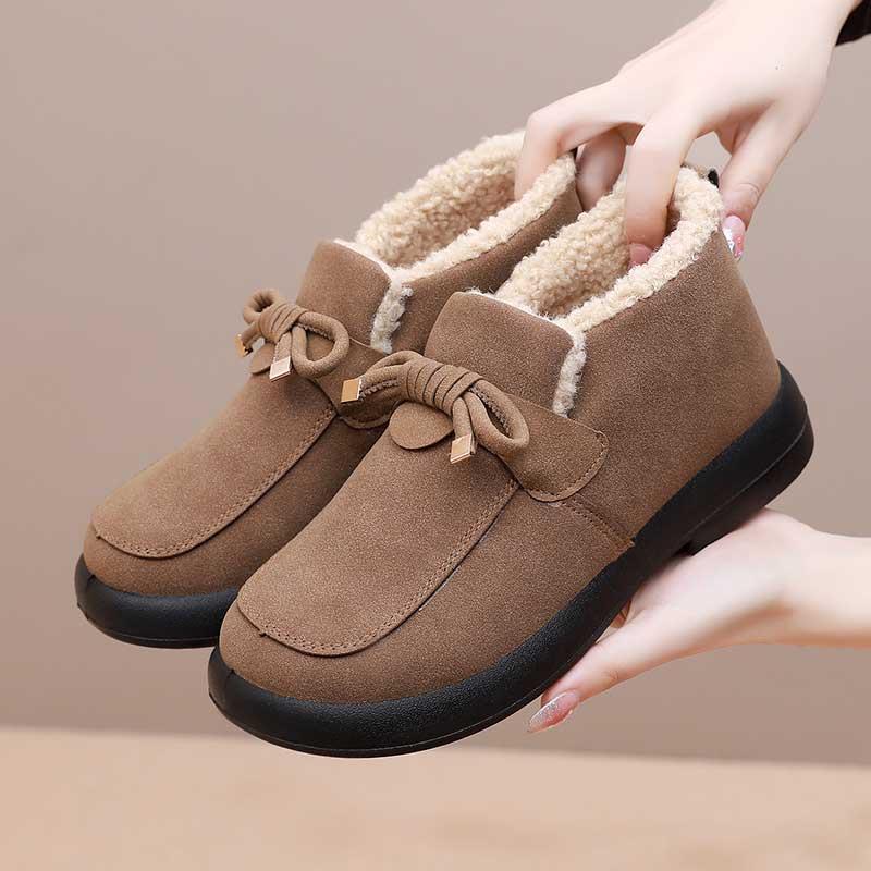 正品冬季老北京新款女鞋厚底豆豆式鞋加绒加厚帮棉鞋高棉保暖软妈
