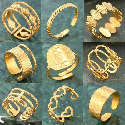 Stainless Steel Rings Vintage Exquisite Heart Light