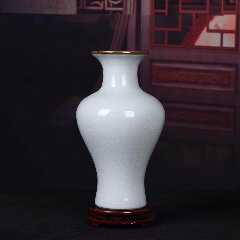 工艺品摆件 白色仿古开片裂纹釉官窑 陶瓷花瓶花插时尚摆件摆设