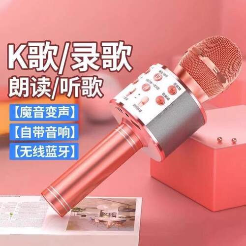 手机全民K歌ws-858直播无线蓝牙音响话筒一体儿童KTV家庭用麦