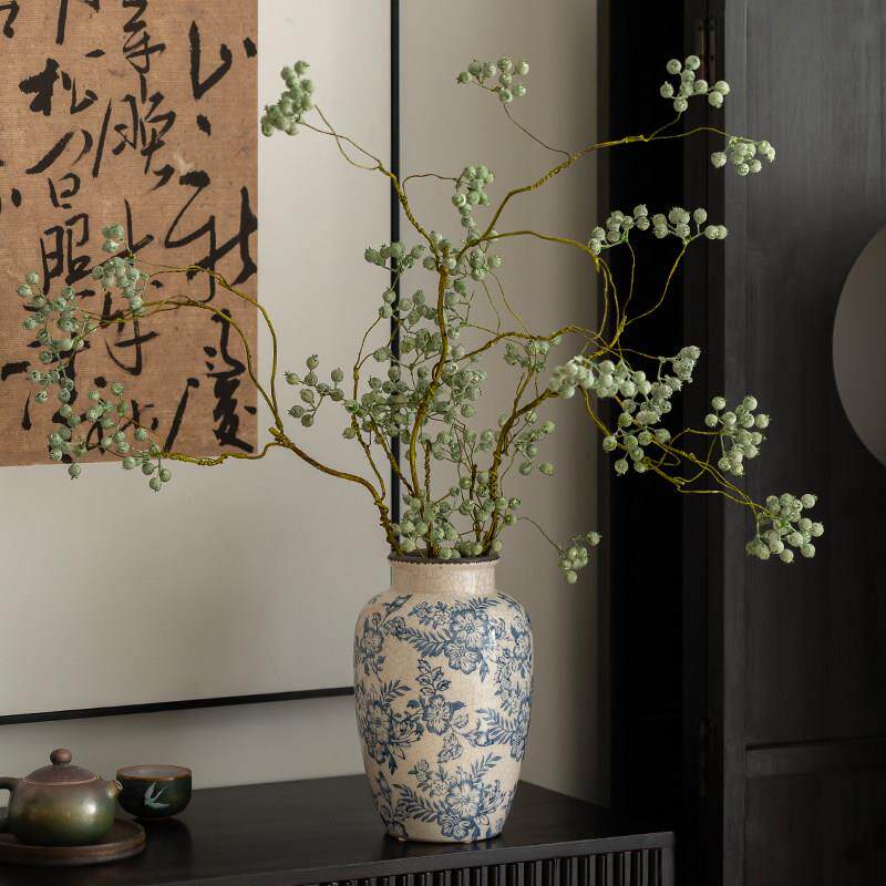 宋代美学青花瓷花瓶摆件客厅插花水培新中式陶瓷中古覆古景德镇大