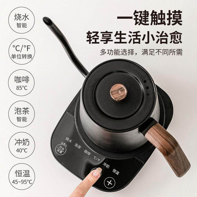 特莱雅跨境款智能恒温电热水壶鹅颈细口控温手冲咖啡壶温控快煮壶