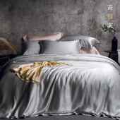 高档蚕娘娘双面真丝四件重磅10桑蚕丝被套花纯0色床上用套品婚庆