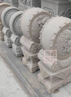 石雕门鼓厂家现货农村自建房门口门墩抱鼓石摆件芝麻白墩子