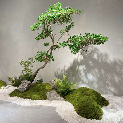 仿真绿植大型轻奢假树室内景观造景榕树组合落地假植物橱窗摆件