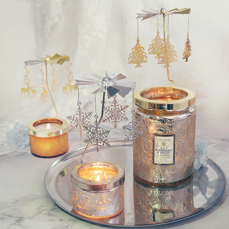 香薰蜡烛杯旋转烛台装饰悬挂吊饰走煤油灯风车摆件生日香氛用挂件