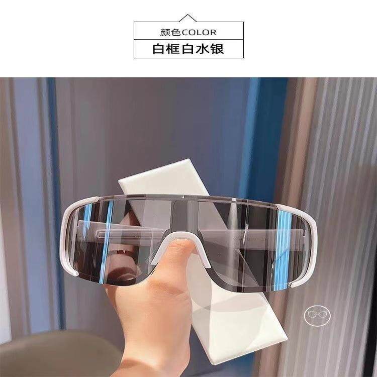 韩版春夏季连体片墨镜女大脸防风骑行眼镜男潮反光运动护目滑雪镜
