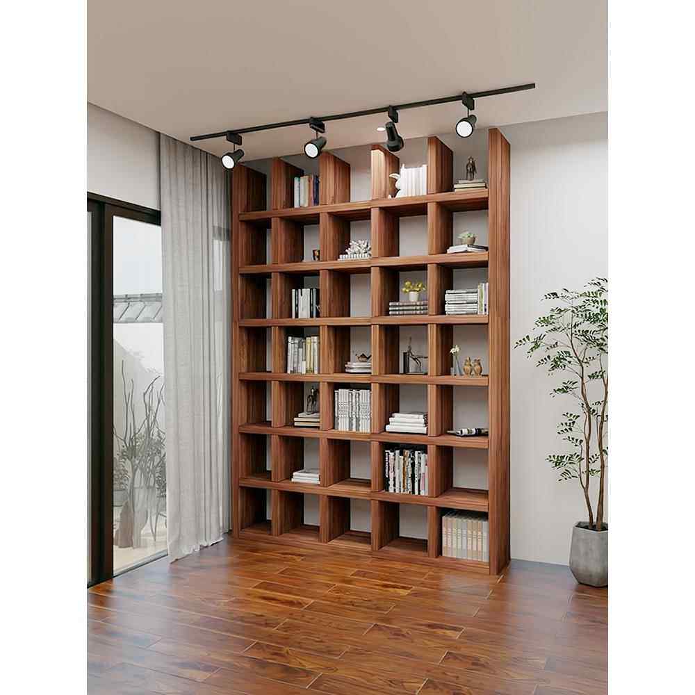 老榆木书架定制整墙满墙落地全实木书柜客厅简易紫榆复古格子架,住宅家具,书架,淘宝优惠券,粉丝福利购,淘宝优惠卷