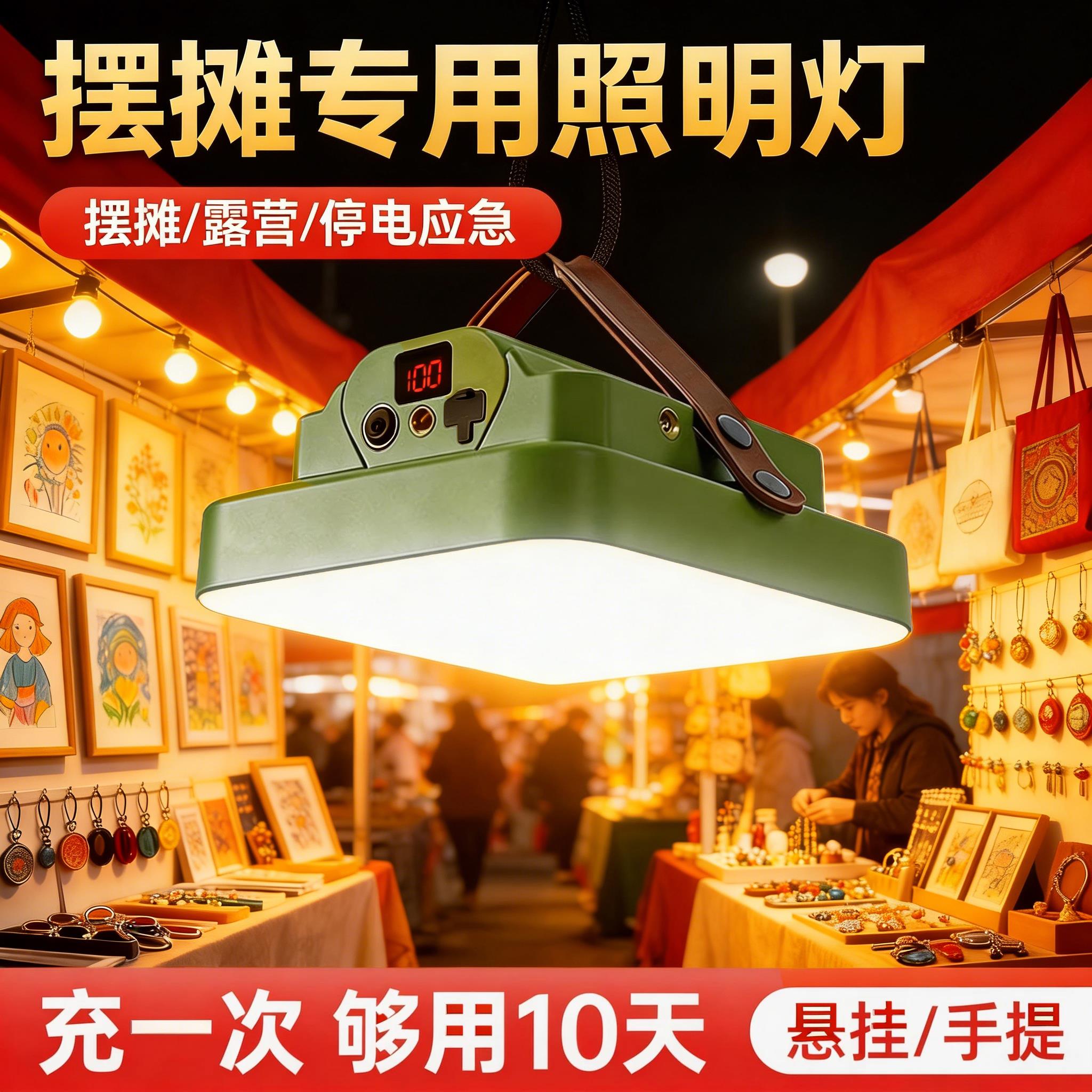 摆摊夜市灯车载照明应急灯可移动超长续航爆亮露营灯充电照明灯