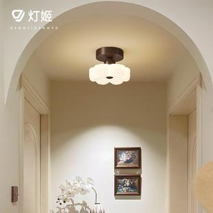 色道111胡桃木灯具走廊风过创意吸顶灯个性 中油古奶花朵灯姬眼护