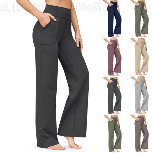 Women's high waisted pants, micro flared yoga pants,