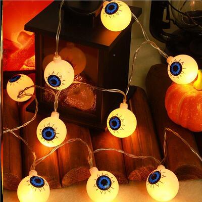 LED万圣节南髅瓜幽眼活球灯串眼珠骷狂欢节OOD派对复节日装灵饰彩