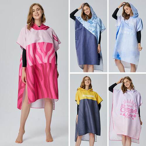 Ultra fine fiber hooded, wearable, absorbent bath towel,