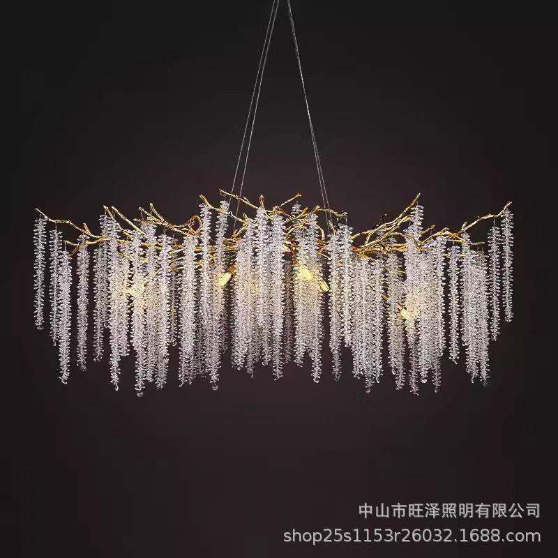 2025新款奢华水晶灯简约法式豪华复式楼美式树枝轻奢客厅水晶吊灯