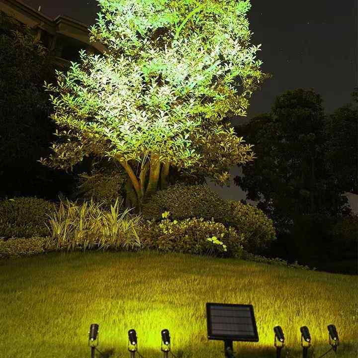 太阳能射灯户外花墙壁射灯防水景观庭院灯超亮投光灯七彩灯照树灯