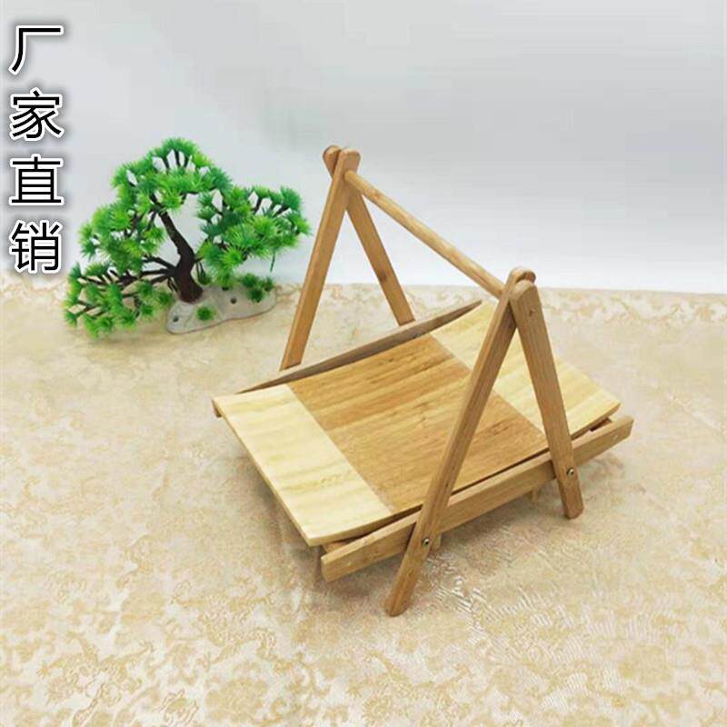 特色手工竹制鸭肠架休闲 农场个性创意餐具平盘折叠火锅店放菜装