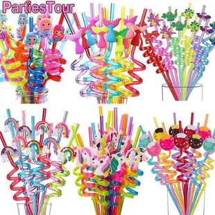 24pc Mermaid Theme Party Decors Mermaid Tail Straws Reusable