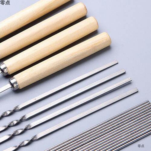 烧烤用具不锈钢扁签加厚刚签烧烤签子烤针羊肉串铁签烤肉烤串签子