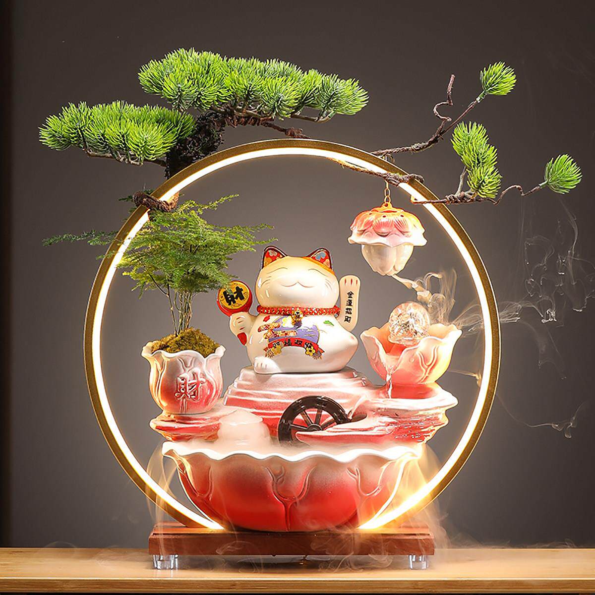 流水生财招财猫摆件客厅办公室店铺收银柜台创意发财猫装饰开 业