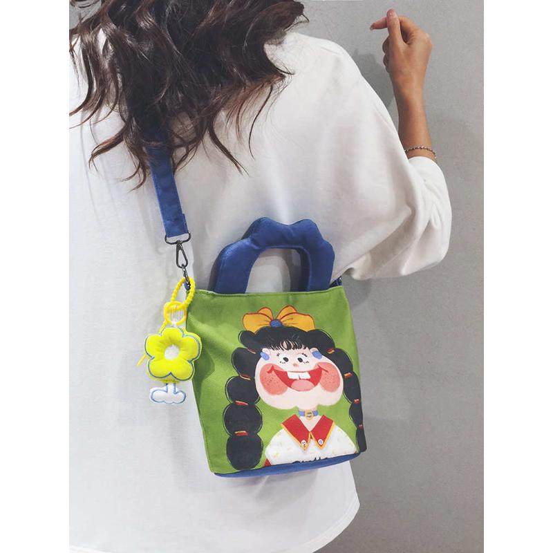 小众帆布包女个性水桶包上班便当包带饭手拎袋学生装饭盒斜挎小包,收纳整理,饭盒袋,淘宝优惠券,粉丝福利购,淘宝优惠卷