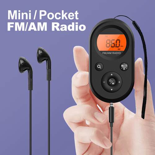 跨境新品袖珍迷你便携收音机小充电款带背光FM/AM 会议外贸货源