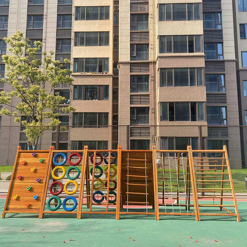 幼儿园户外攀爬墙攀岩儿童大型木质攀爬架爬网实木体能训练组合图片