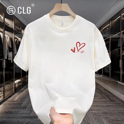 香港CLG潮牌青少年街头夏季260g重磅纯棉短袖T恤印花宽松圆领上衣