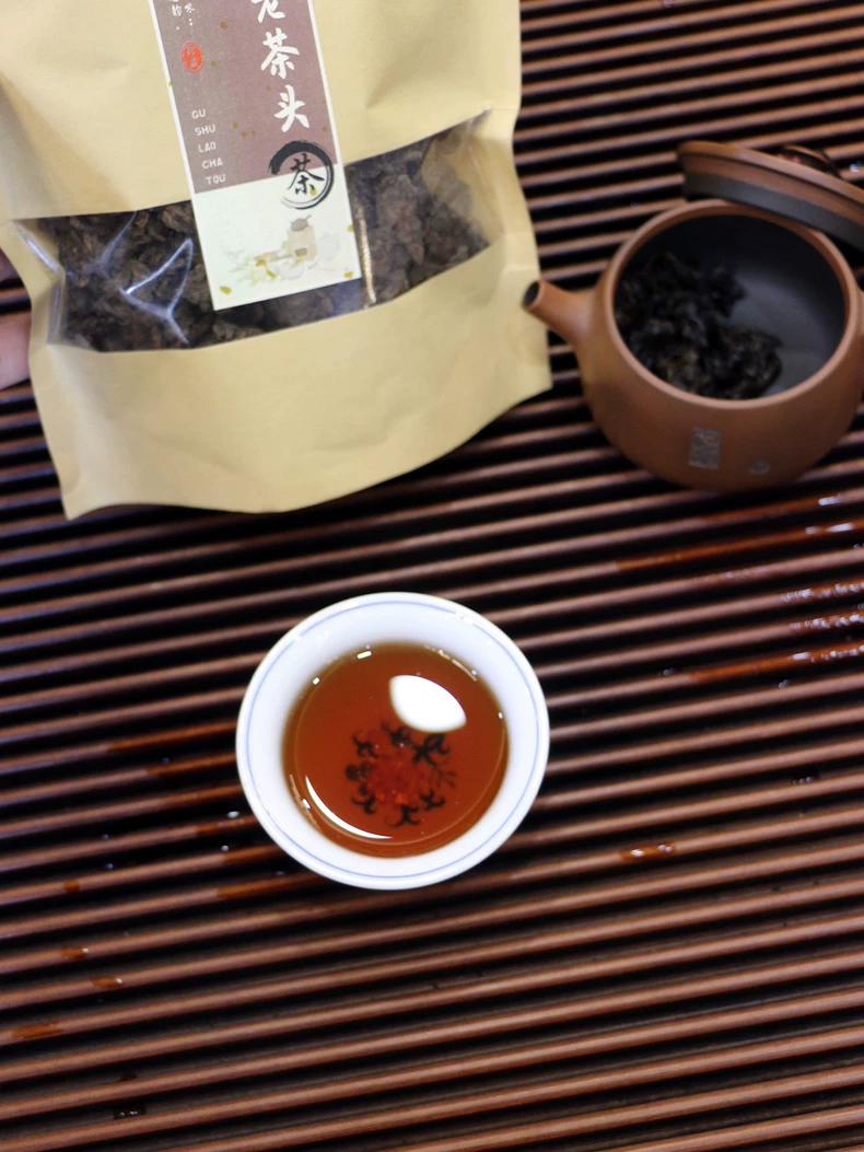私藏級古樹老茶頭2007年老班章古樹黑珍珠茶頭普洱茶熟茶 普洱茶 BUASHOP普洱老茶