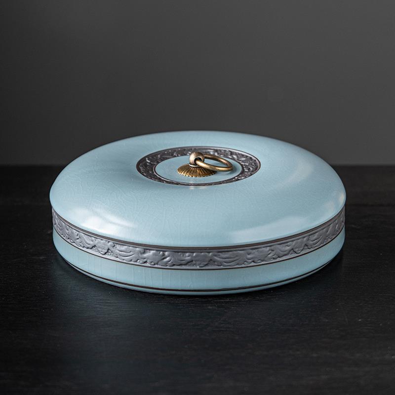 茶饼盒普洱茶饼罐家用陶瓷大号茶饼罐高档茶叶储存罐防潮收纳盒