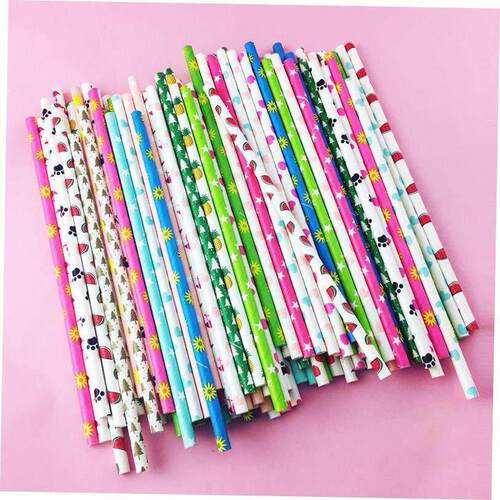100支一次性小清新纸吸管混装环保饮料吸管亲子手工paper straws