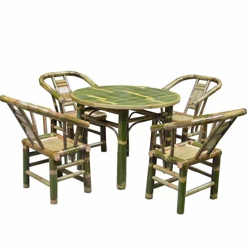 XN竹制桌椅中式田园竹圆桌椅庭院竹制家具竹餐桌户外阳台桌椅