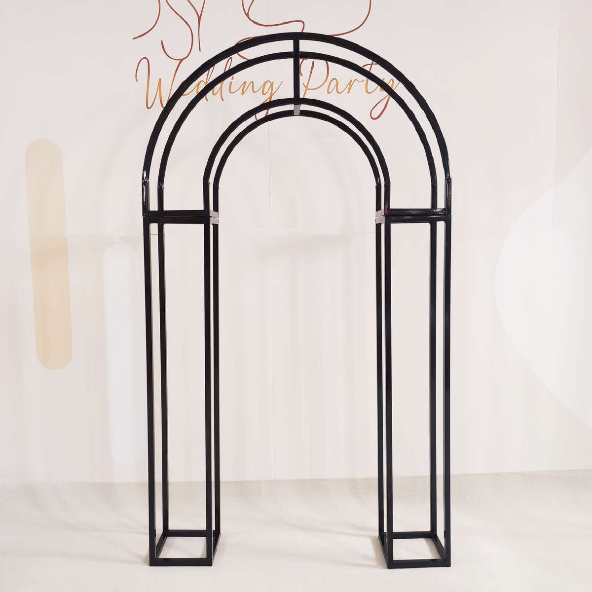 新款婚庆舞台铁艺拱门装饰长方体弧形背景花架子婚礼屏风立体花门