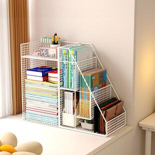 阳台飘窗书架小书柜儿童绘本架空间利用书桌边置物架落地移动带轮