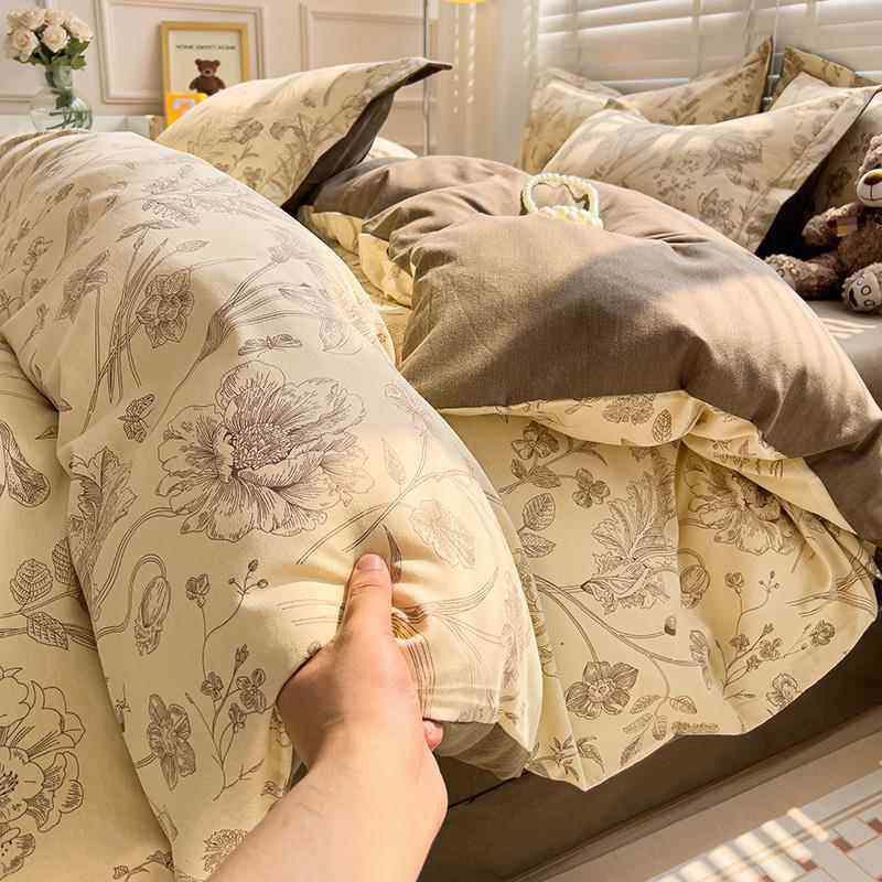 正品新款全棉磨毛冬四件套床用上季品四件套加厚保暖被套床单床笠