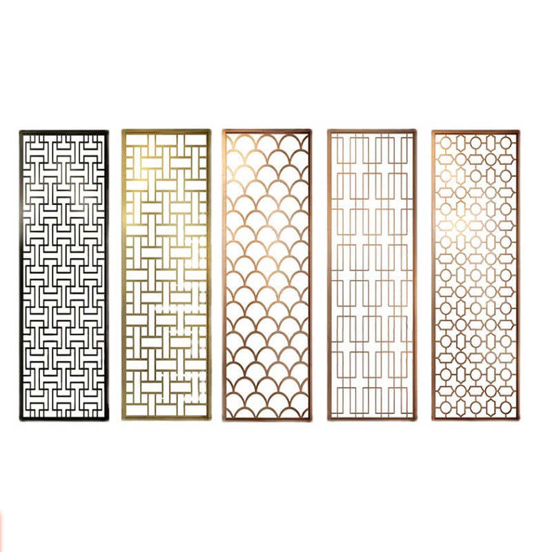 雕花装饰玄关墙屏风金属铝板餐厅镂空镜面客厅酒店不锈钢高端隔断
