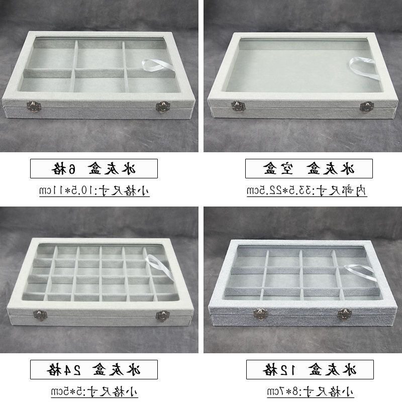 现货速发首饰盒摆摊带盖冰花绒珠宝玻璃箱文玩手链托盘饰品收纳整