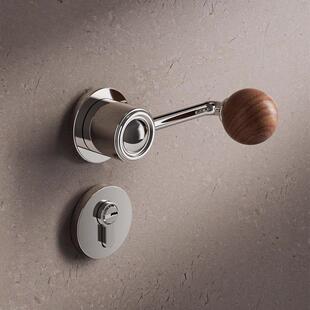 莫兰卧室门锁黑胡桃木室内静音房门锁具家用两件式 磁吸房间门把手